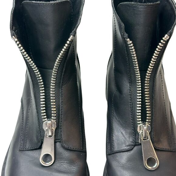 Marc Fisher LTD. Black Paralee Front Zip Leather Booties Size 9 - Picture 6 of 17